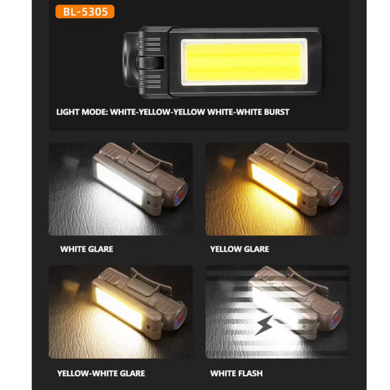 Ліхтар WORKLIGHT 2 в 1 5305-COB(WHITE+YELLOW), Li-Ion акумулятор, поворот 180º+180º, магніт, ЗУ Type-C