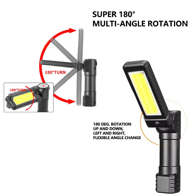 Ліхтар WORKLIGHT 2 в 1 5305-COB(WHITE+YELLOW), Li-Ion акумулятор, поворот 180º+180º, магніт, ЗУ Type-C