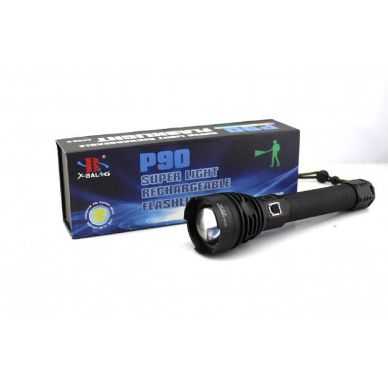 Фонарик ручной BL 601 P90 2*26650 battery с зарядкой от USB