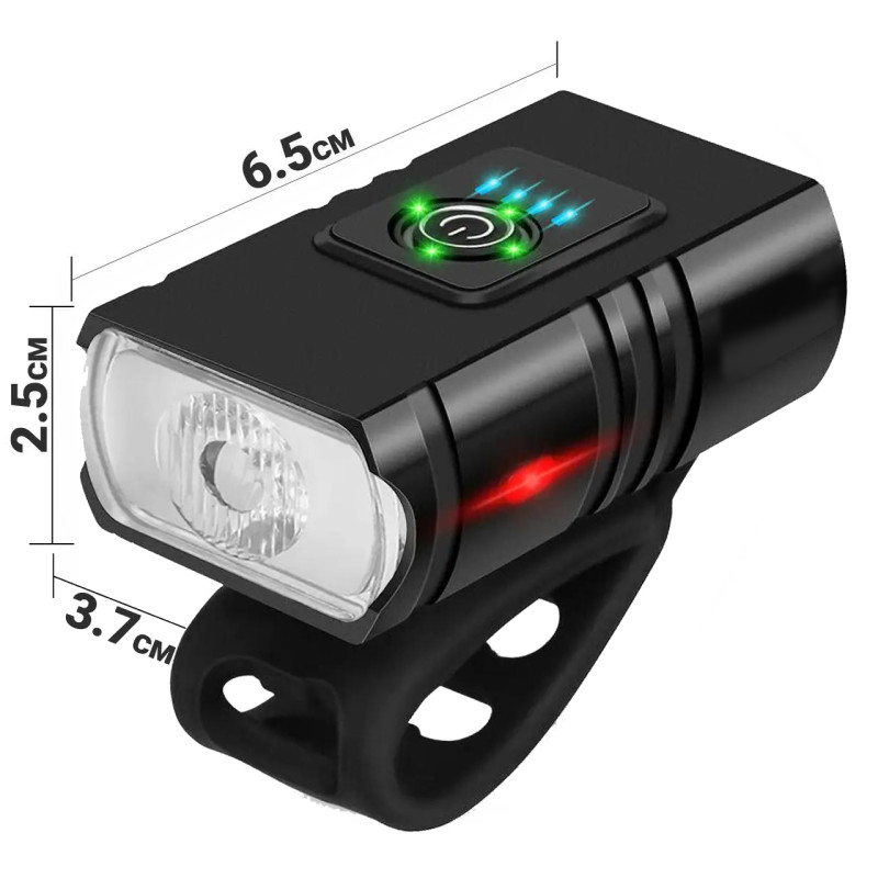 Велофара BK02, 500LM, Waterproof, ЗУ microUSB, Li-Ion акумулятор, індикація заряду