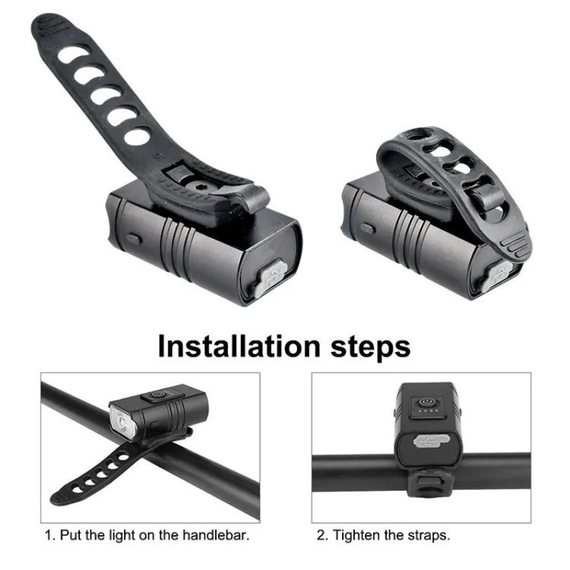 Велофара BK02, 500LM, Waterproof, ЗУ microUSB, Li-Ion акумулятор, індикація заряду