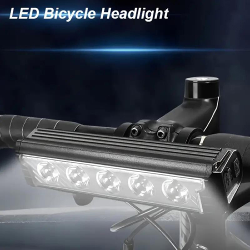 Велофара потужна FY-339B-5LED(white+yellow), Waterproof, Li-Ion акум., ЗУType-C