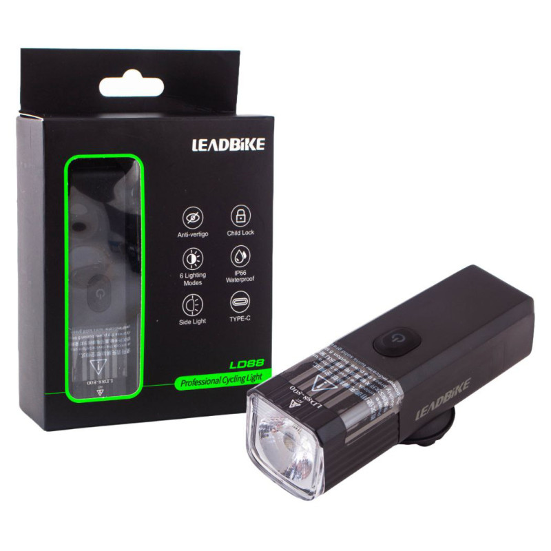 Велофара мощная LEADBIKE LD88-OSRAM 800LM, 2500mAh,waterproof, children lock, Li-Ion аккум., ЗУ Type-C оптом в Украине