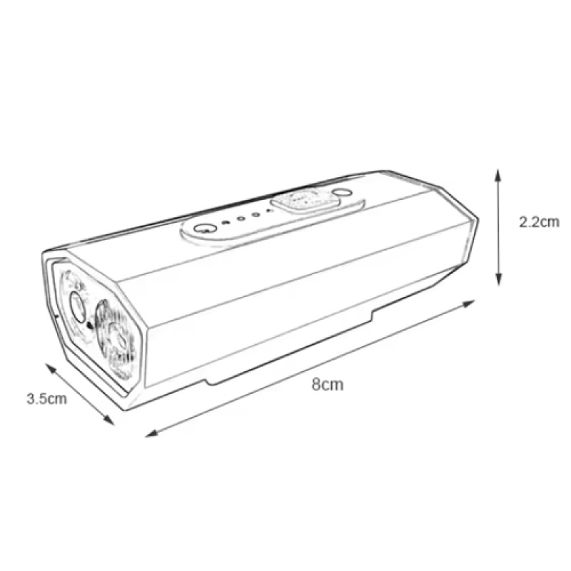 Велоліхтар BK-08/01 Pro-2XPE, ALUMINUM, індикація заряду, Waterproof, акумулятор, ЗУ microUSB