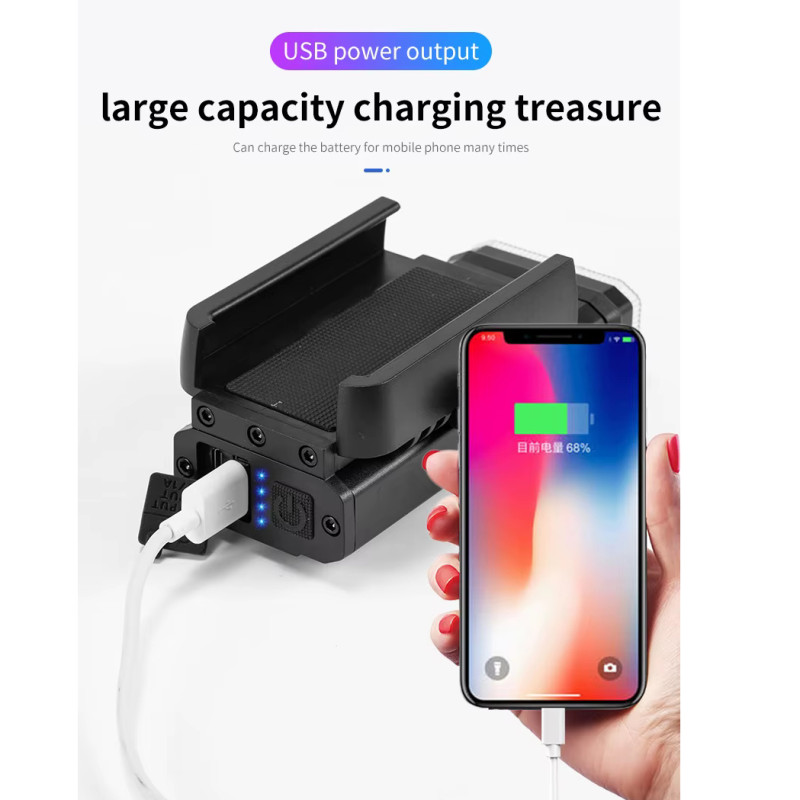 Велоліхтар BK09/Z-03-3T6, Power Bank, Li-Ion акумулятор, ЗУ Type-C, кріплення під телефон