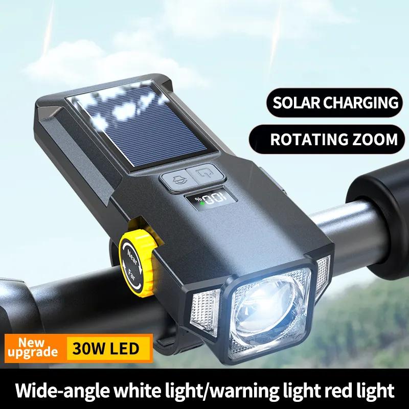 Велоліхтар X17-30W+2LED(red), сонячна батарея, IP65, Li-Ion акумулятор, ЗУ Type-C