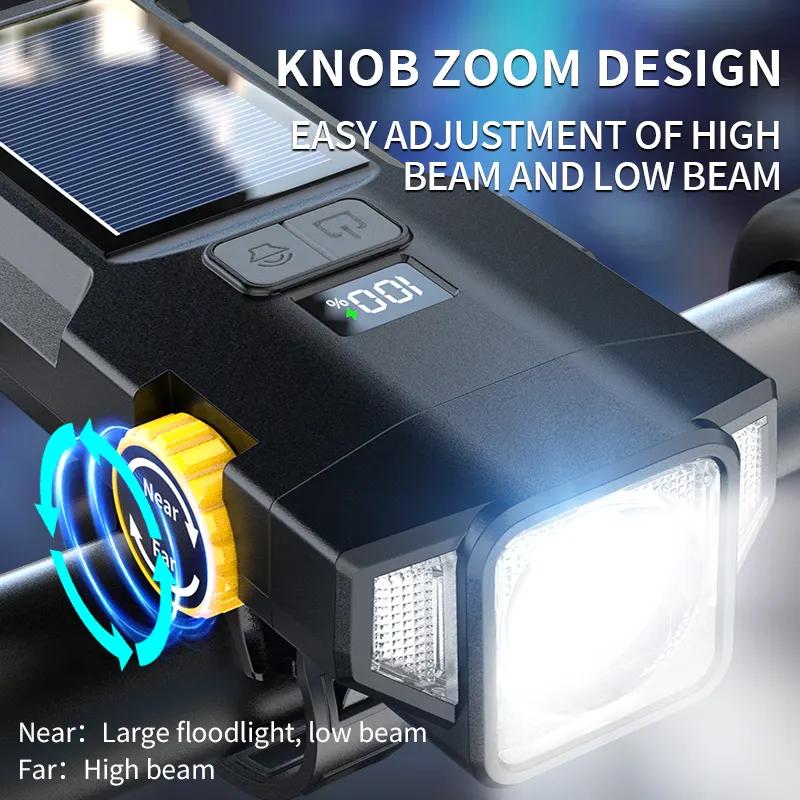 Велоліхтар X17-30W+2LED(red), сонячна батарея, IP65, Li-Ion акумулятор, ЗУ Type-C