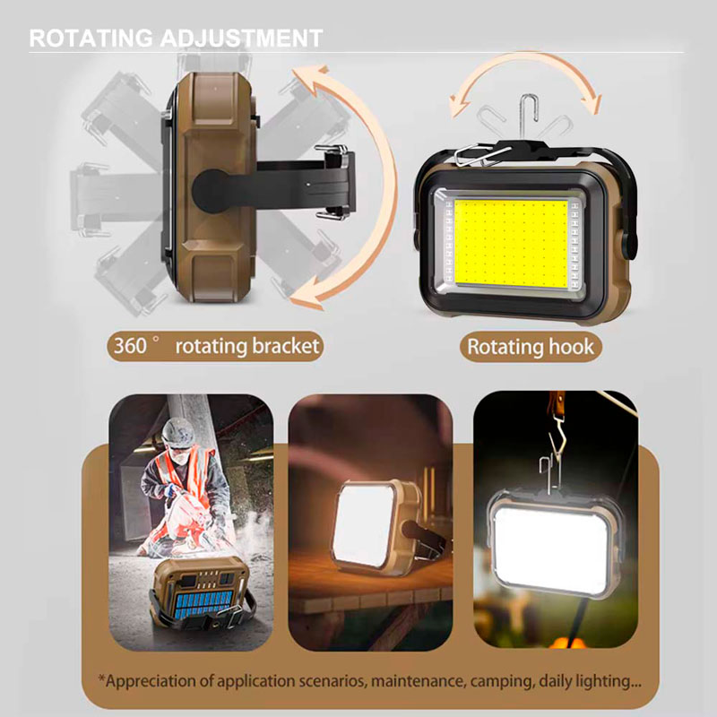 Фонарь кемпинг TZD-01-COB (White+Yellow+Red+Blue)-PRO, Power Bank, Li-Ion акк., солнечная батарея, ЗУ Type-C, магнит, крюк, Box оптом