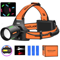 Ліхтар налобний NIGHT VISION FLUORESCENCE BL-T67-TG+COB (білий+червоний), 3×18650, 1 режим, Powerbank, ЗУ Type-C, zoom