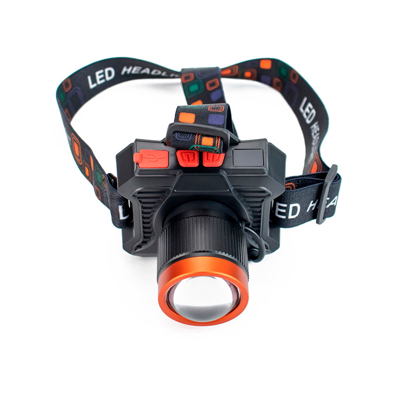Фонарь налобный 622-TG 15W, Li-Ion аккумулятор, ЗУ Type-C, желтый фильтр, zoom, Box оптом