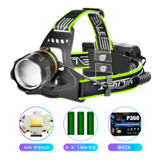 Ліхтар налобний BL-A13-3-P360, 1 режим, 3×18650, zoom, ЗУ Type-C, Box оптом