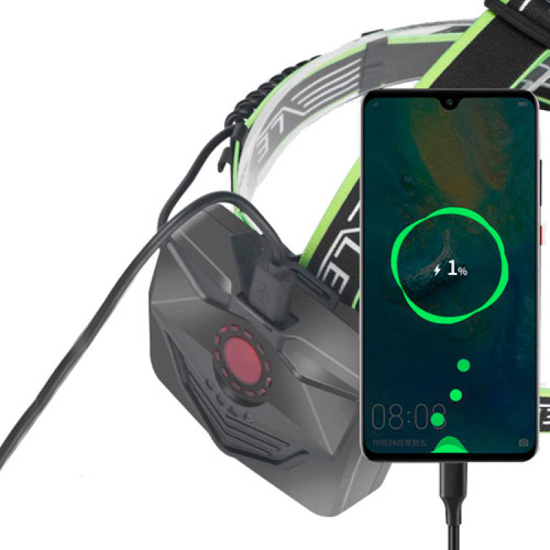 Ліхтар налобний BL-A12-3-P90, Power Bank, 3×18650, zoom, ЗП Type-C
