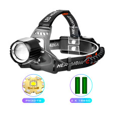 Ліхтар налобний PLD-T115-PM30-TG, 2×18650, ЗУ Type-C, zoom, Box оптом