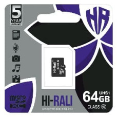 Карта пам’яті microSDXC (UHS-1) 64GB class 10 Hi-Rali без адаптера