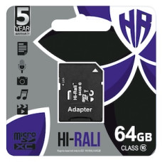 Карта пам'яті microSDHC 64GB class 10 Hi-Rali (з адаптером)
