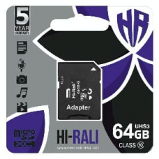 Карта пам'яті microSDXC (UHS-3) 64GB class 10 Hi-Rali (з адаптером)