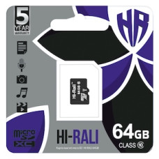 Карта пам'яті microSDHC 64GB class 10 Hi-Rali (без адаптера)