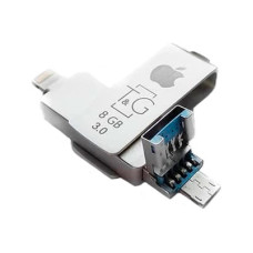 Накопичувач 3.0 USB + Lightning + microUSB 8GB T&G металева серія 004