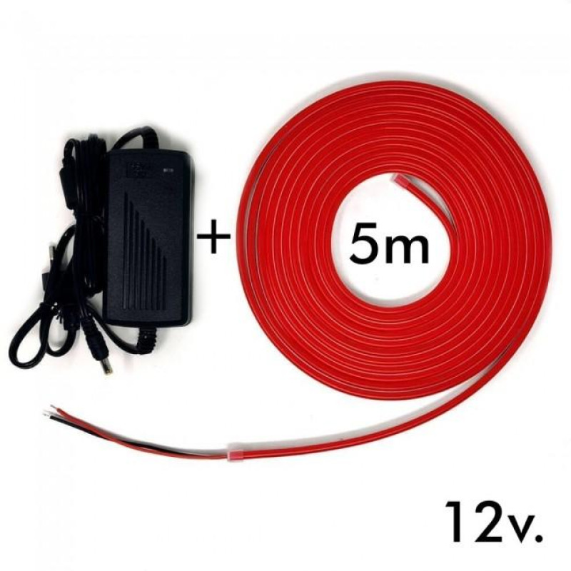 Стрічка Силіконова LED NEON ЧЕРВОНА 5M RED 12V-220V