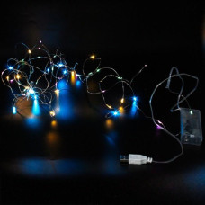 Xmas гірлянд 50 Led 5M (Copper) на мідному дроті (Крапля роси) M MULTI працює від батарей + USB
