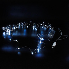 Xmas гірлянда 50 Led 5M (Copper) на мідному дроті (Крапля роси) W WHITE працює від батарейок + USB