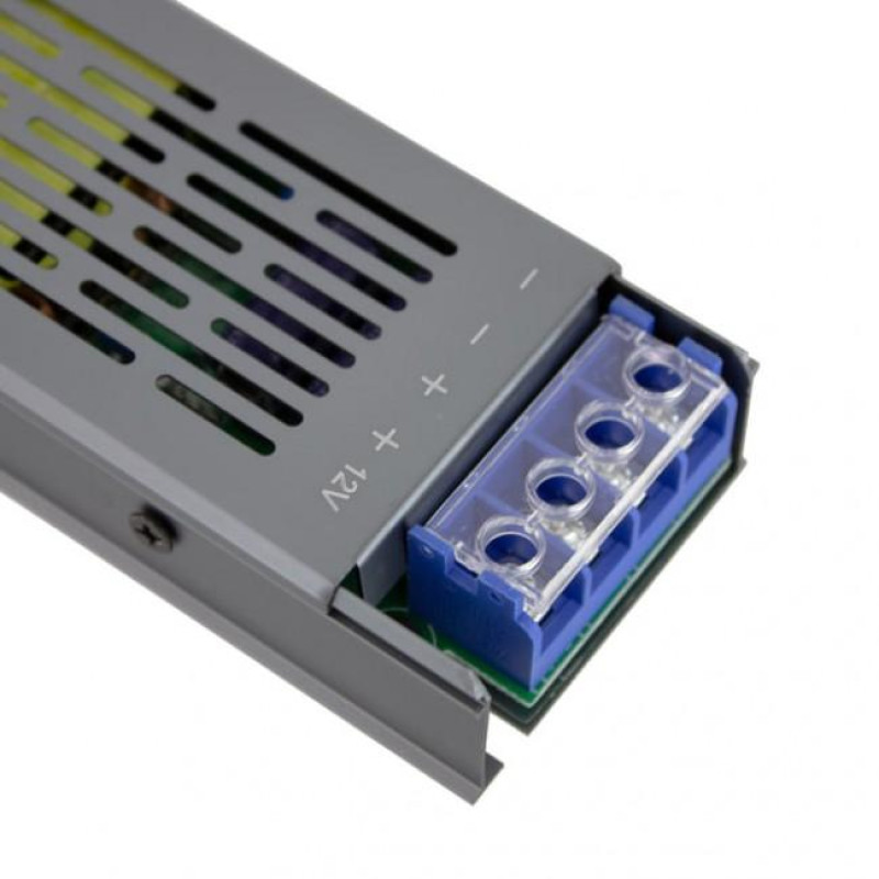 Імпульсний блок живлення 12V 25A METAL Long для світлодіодної стрічки із пасивним охолодженням