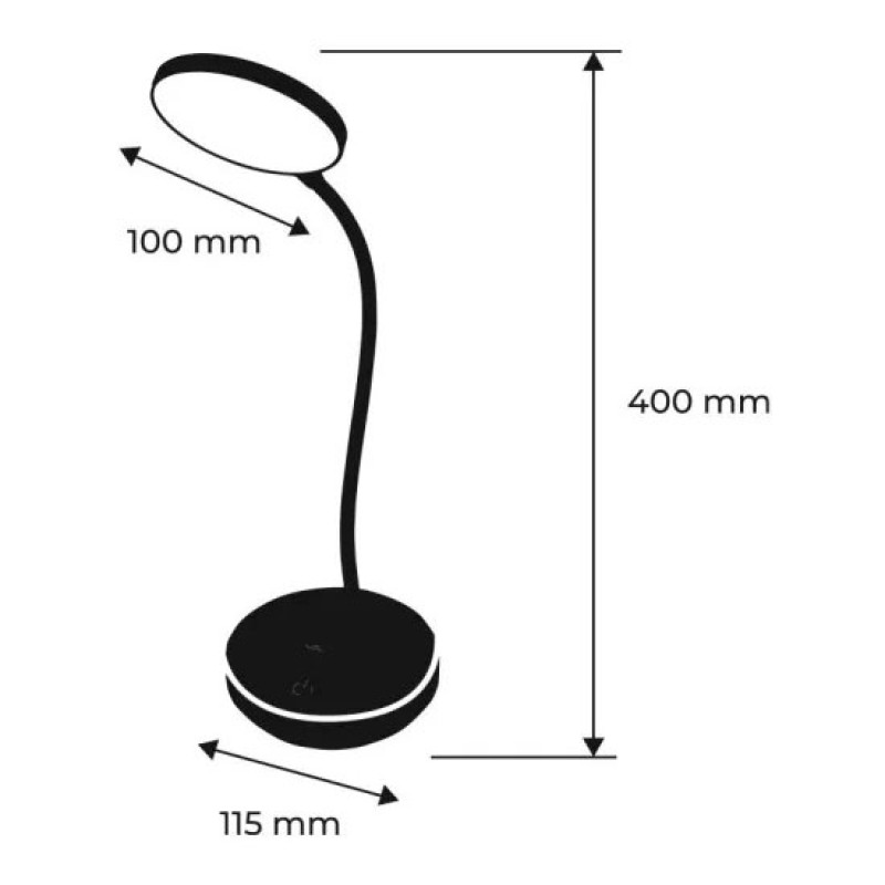 LED світильник настільний EUROLAMP LED-TLB-5W, АКБ 2*18650, 2800K-6500K, димер, ЗП Type-C