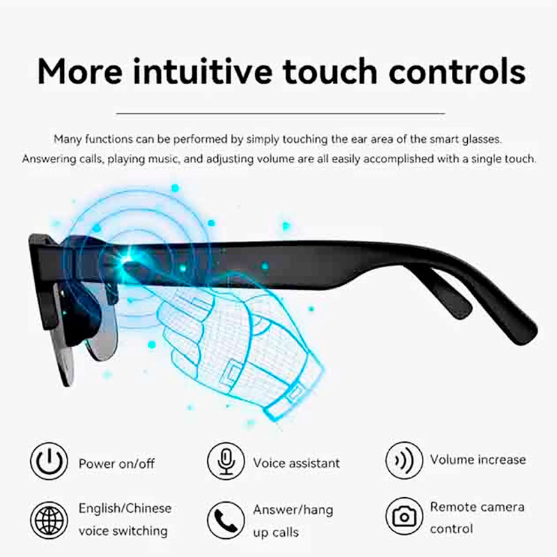Розумні окуляри Smart Glasses D12, Bluetooth, Touch control, Voice wake-up, Remote camera