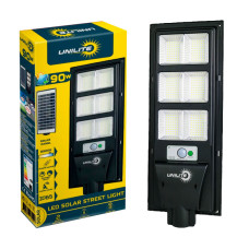 Вуличний акумуляторний світильник UNILITE 90W 6500K із сонячною зарядкою та датчиком руху