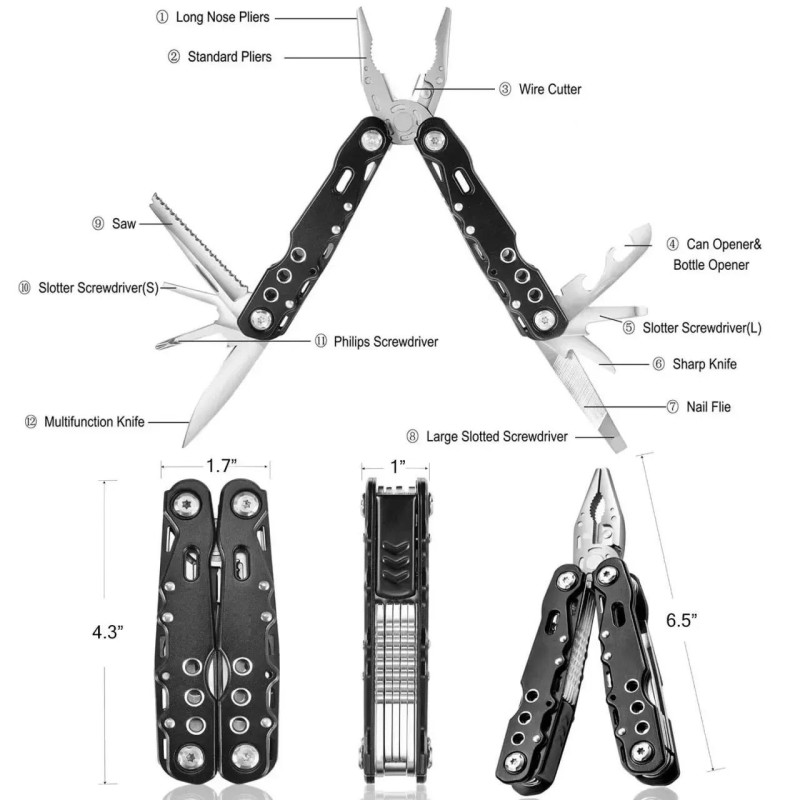Мультитул Traveler MQ-007D-8G 15 в 1 туристичний, армійський, тактичний, з чохлом 16,2см