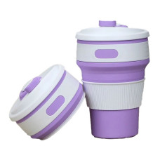 Складана силіконова склянка з кришкою Collapsible Coffee Cup 350ml