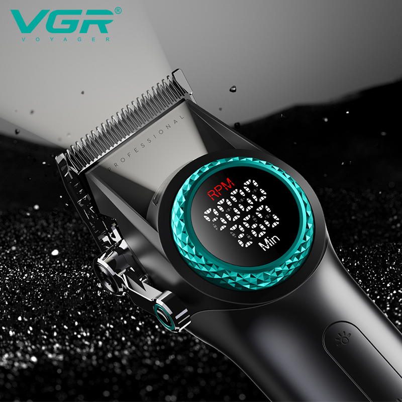 Аккумуляторная машинка для стрижки (clipper) VGR V-001 BLACK, 10 насадок, 9000 RPM, 4600 mAh, LED light, LED display оптом в Украине