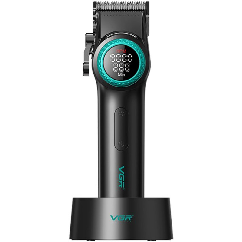 Аккумуляторная машинка для стрижки (clipper) VGR V-001 BLACK, 10 насадок, 9000 RPM, 4600 mAh, LED light, LED display оптом в Украине