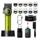 Акумуляторна машинка для стриження (clipper) VGR V-001 GREEN, 10 насадок, 9000 RPM, 4600 mAh, LED light, LED display