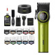 Акумуляторна машинка для стриження (clipper) VGR V-001 GREEN, 10 насадок, 9000 RPM, 4600 mAh, LED light, LED display