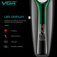 Акумуляторна машинка для стриження (clipper) VGR V-010 GREEN, 6 насадок, 7500 RPM, 2600 mAh, LED display