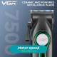 Акумуляторна машинка для стриження (clipper) VGR V-010 GREEN, 6 насадок, 7500 RPM, 2600 mAh, LED display