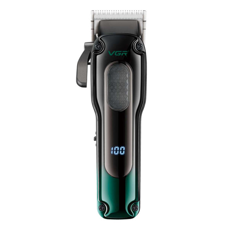 Аккумуляторная машинка для стрижки (clipper) VGR V-013 GREEN, 8 насадок, 6500 RPM, 2000 mAh, LED display оптом в Украине