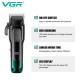 Аккумуляторная машинка для стрижки (clipper) VGR V-013 GREEN, 8 насадок, 6500 RPM, 2000 mAh, LED display оптом в Украине
