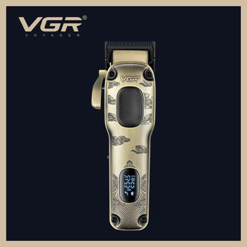 Акумуляторна машинка для стриження (clipper) VGR V-027, 8 насадок, 7000 RPM, 2600 mAh, LED display