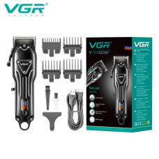 Акумуляторна машинка для стриження (clipper) VGR V-051, 4 насадки, 2500 mAh, LED display