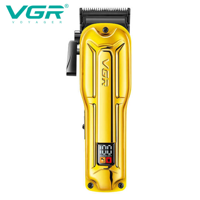 Акумуляторна машинка для стриження (clipper) VGR V-138 GOLD, 4 насадки, 7000 RPM, 2500 mAh, LED display