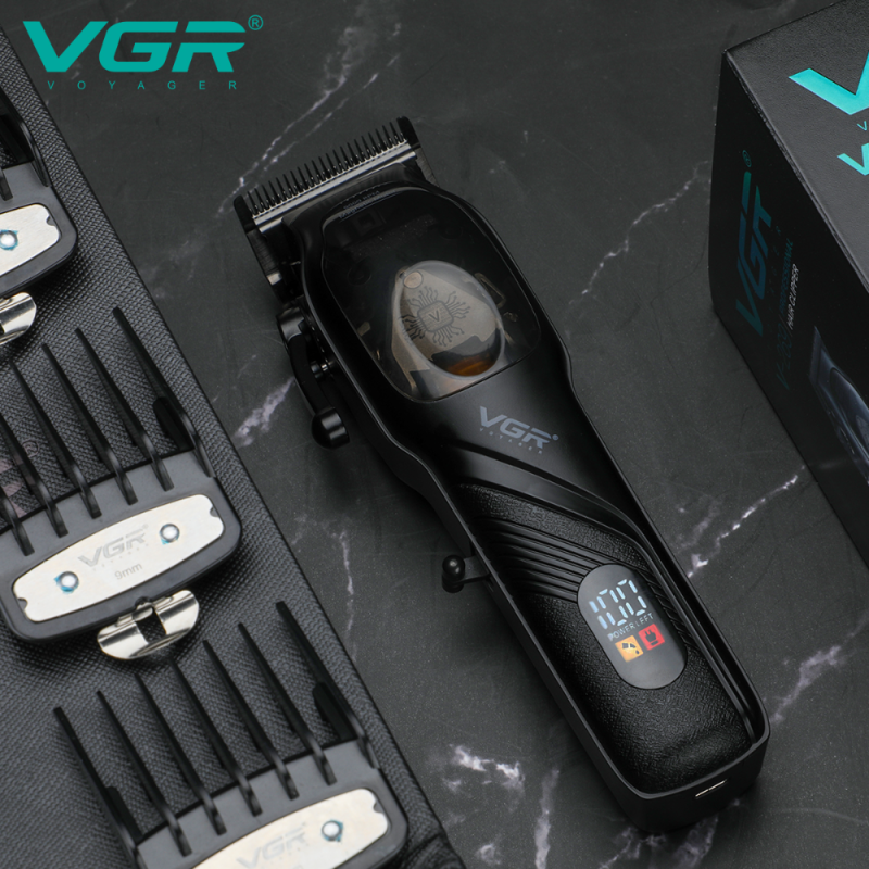 Акумуляторна машинка для стриження (clipper) VGR V-269, 4 насадки, LED display