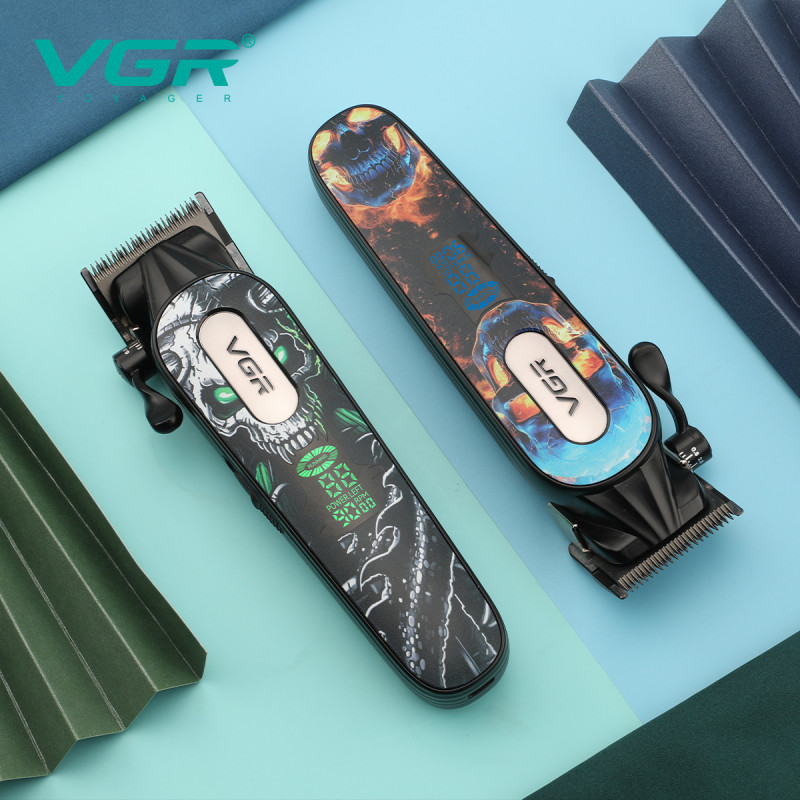 Акумуляторна машинка для стриження (clipper) VGR V-279 RED, 6 насадок, 9000 RPM, 2500 mAh, LED display
