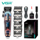 Акумуляторна машинка для стриження (clipper) VGR V-279 RED, 6 насадок, 9000 RPM, 2500 mAh, LED display
