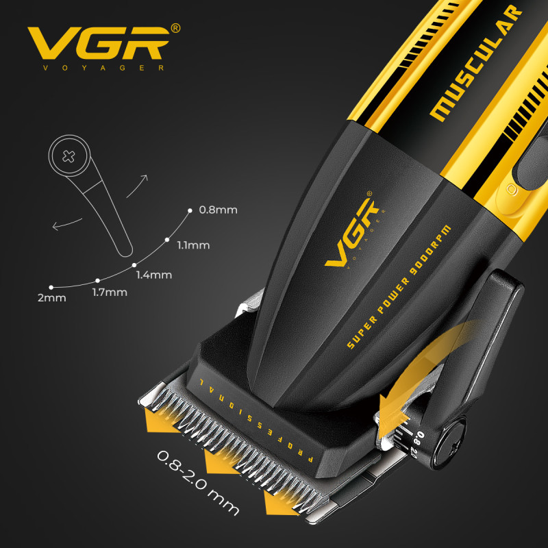 Аккумуляторная машинка для стрижки (clipper) VGR V-285, 6 насадок, 9000 RPM, 2000 mAh, LED display оптом в Украине