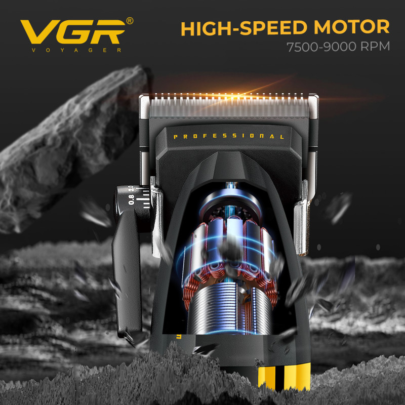 Аккумуляторная машинка для стрижки (clipper) VGR V-285, 6 насадок, 9000 RPM, 2000 mAh, LED display оптом в Украине