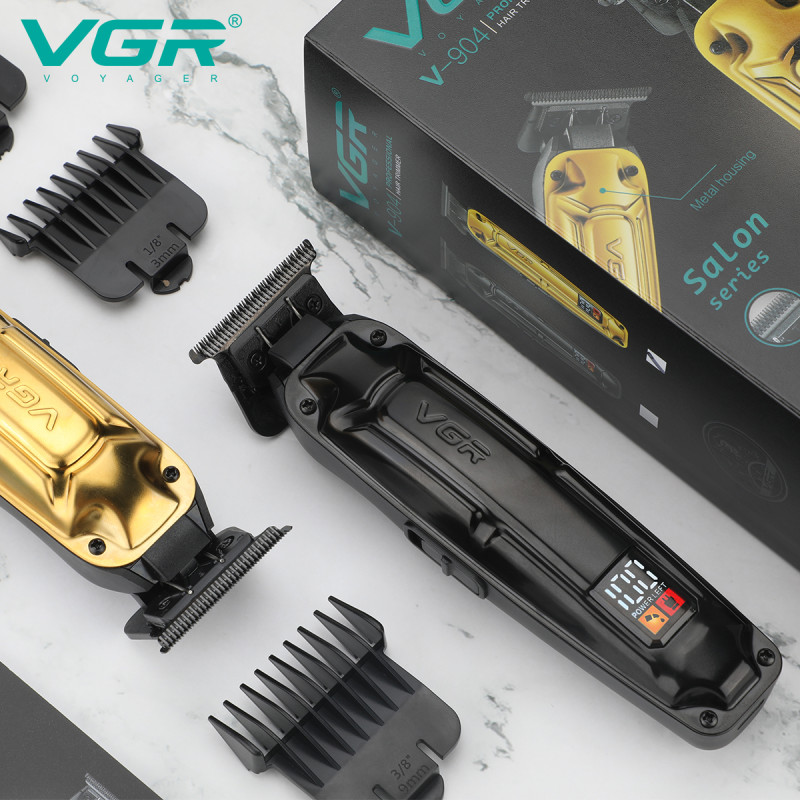 Акумуляторна машинка для стриження (clipper) VGR V-904 GOLD, 4 насадки, 2000 mAh, LED display