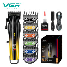 Акумуляторна машинка для стриження (clipper) VGR V-273 GOLD, 6 насадок, 8000 RPM, 3000 mAh, LED display