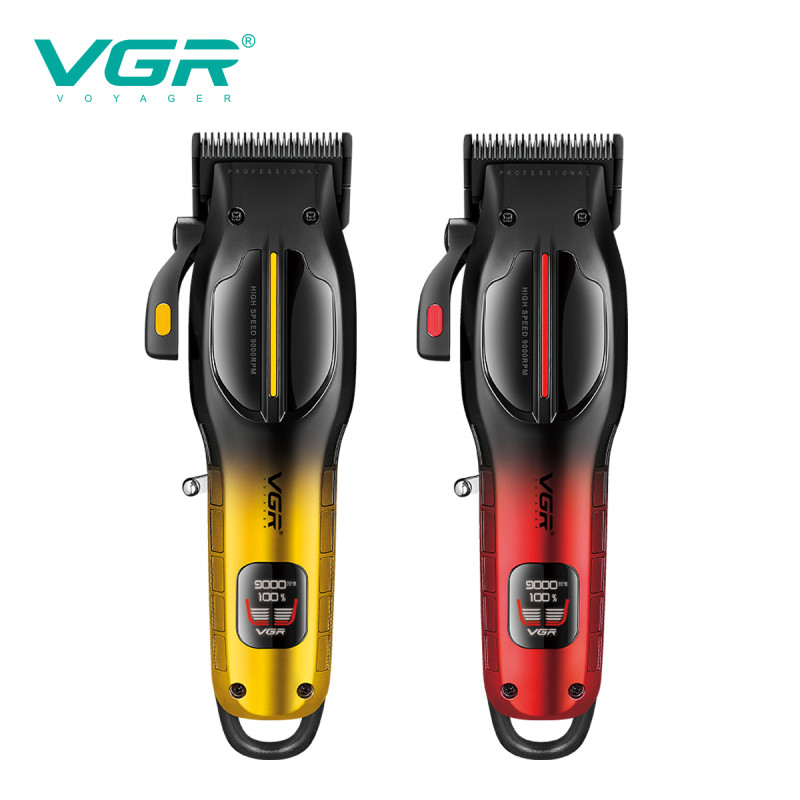 Акумуляторна машинка для стрижки (clipper) VGR V-026 GOLD, 6 насадок, 9000 RPM, LED display